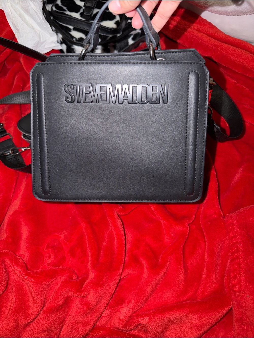 Steve Madden Black Boxy Messenger with Top Handle